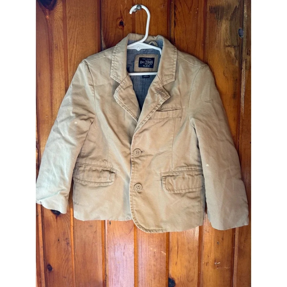 The Children's Place Boys Blazer Jacket‎ Size 4 Khaki Casual Dressy Layering